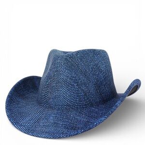Blue Denim Patchwork Western Cowboy Fedora Hat